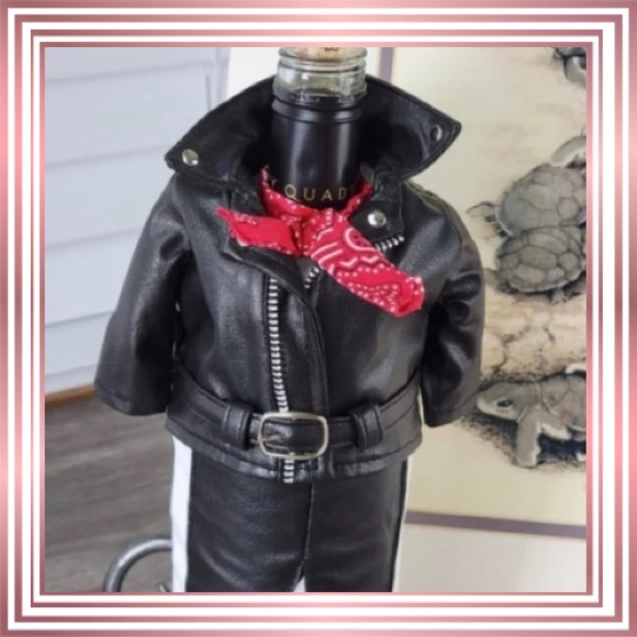 EUC! Faux Leather Jacket and Pants Wine Bottle Cover - Picture 3 of 8